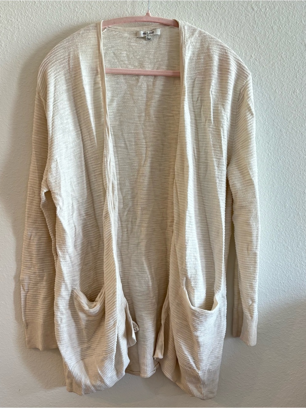 Madewell Textured Ryder Cardigan in Ivory with Pockets Size Small